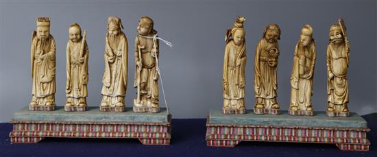 A set of Chinese ivory figures of the eight immortals, with stands Republic period